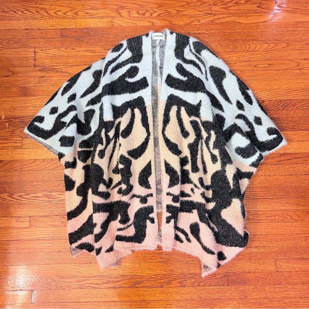 Fuzzy Pastel Oversized Open-Front Cardigan Sweater, size L/XL, by Cherish